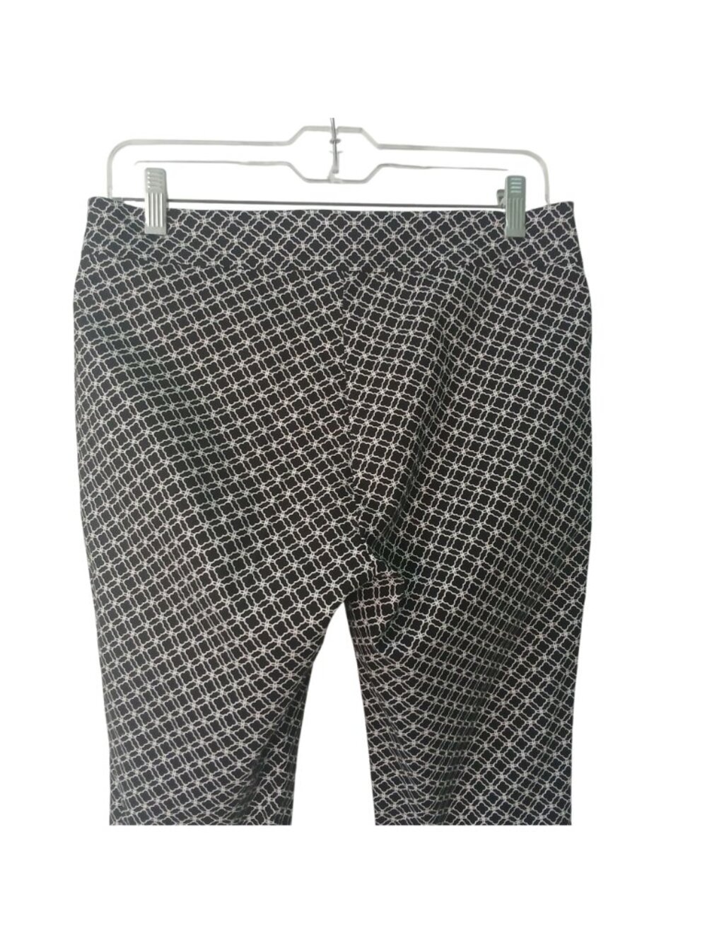 Van Heusen Womens 8 Stretch Trousers Black White Geometric W/Zipper Detail #D-33 - Picture 8 of 9